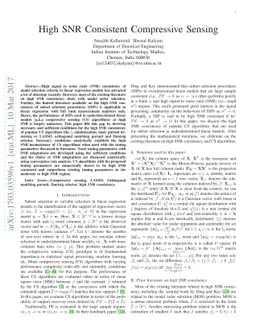 High SNR Consistent Compressive Sensing