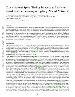Convolutional Spike Timing Dependent Plasticity based Feature Learning
  in Spiking Neural Networks