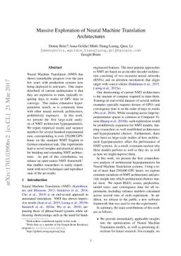 Massive Exploration of Neural Machine Translation Architectures
