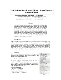 Ask Me Even More: Dynamic Memory Tensor Networks (Extended Model)