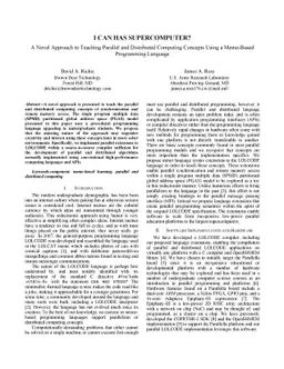 I CAN HAS SUPERCOMPUTER? A Novel Approach to Teaching Parallel and
  Distributed Computing Concepts Using a Meme-Based Programming Language