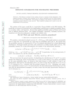 Distance covariance for stochastic processes