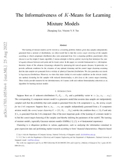 The Informativeness of K -Means for Learning Mixture Models