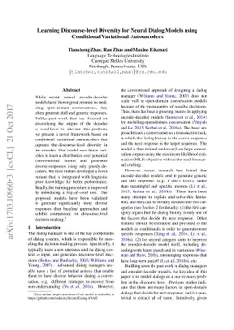 Learning Discourse-level Diversity for Neural Dialog Models using
  Conditional Variational Autoencoders