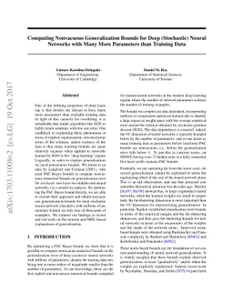 Computing Nonvacuous Generalization Bounds for Deep (Stochastic) Neural
  Networks with Many More Parameters than Training Data