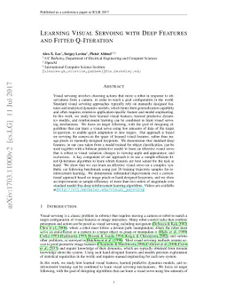 Learning Visual Servoing with Deep Features and Fitted Q-Iteration