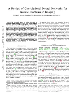 A Review of Convolutional Neural Networks for Inverse Problems in
  Imaging