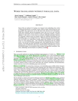 Word Translation Without Parallel Data