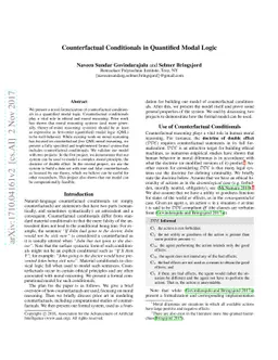 Counterfactual Conditionals in Quantified Modal Logic