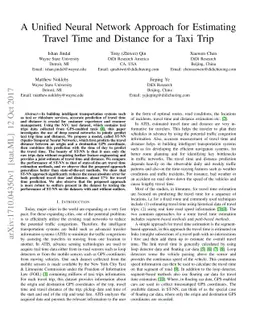 A Unified Neural Network Approach for Estimating Travel Time and
  Distance for a Taxi Trip