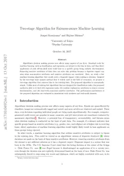 Two-stage Algorithm for Fairness-aware Machine Learning