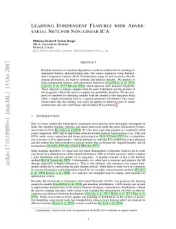 Learning Independent Features with Adversarial Nets for Non-linear ICA