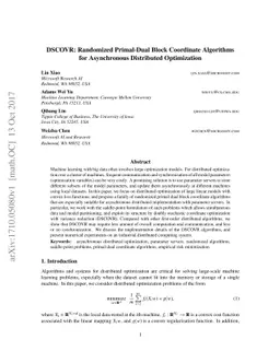 DSCOVR: Randomized Primal-Dual Block Coordinate Algorithms for
  Asynchronous Distributed Optimization
