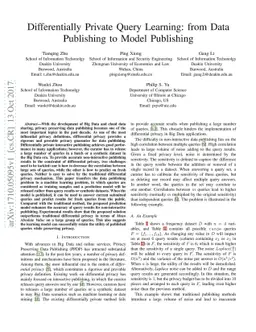 Differentially Private Query Learning: from Data Publishing to Model
  Publishing