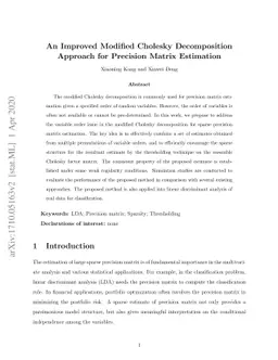 An Improved Modified Cholesky Decomposition Method for Precision Matrix
  Estimation