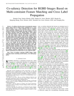 Co-saliency Detection for RGBD Images Based on Multi-constraint Feature
  Matching and Cross Label Propagation