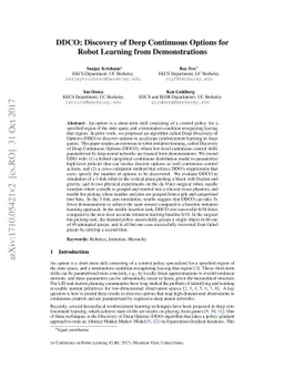 DDCO: Discovery of Deep Continuous Options for Robot Learning from
  Demonstrations