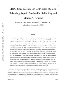 LDPC Code Design for Distributed Storage: Balancing Repair Bandwidth,
  Reliability and Storage Overhead
