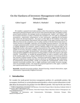 On the Hardness of Inventory Management with Censored Demand Data