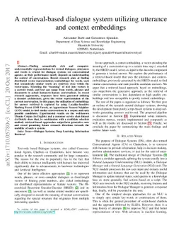 A retrieval-based dialogue system utilizing utterance and context
  embeddings