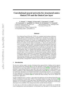 Convolutional neural networks for structured omics: OmicsCNN and the
  OmicsConv layer