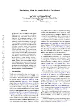 Specialising Word Vectors for Lexical Entailment