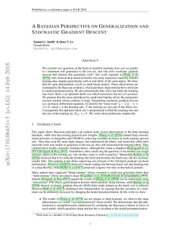 A Bayesian Perspective on Generalization and Stochastic Gradient Descent