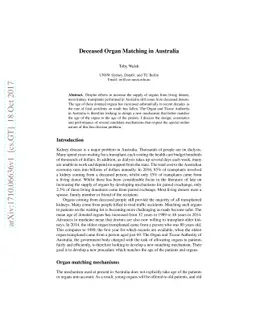 Deceased Organ Matching in Australia