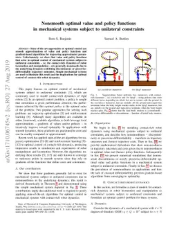 Nonsmooth optimal value and policy functions in mechanical systems
  subject to unilateral constraints