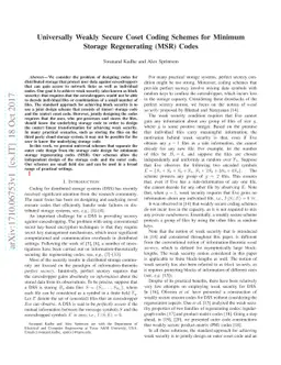 Universally Weakly Secure Coset Coding Schemes for Minimum Storage
  Regenerating (MSR) Codes
