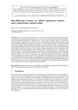 SQG-Differential Evolution for difficult optimization problems under a
  tight function evaluation budget