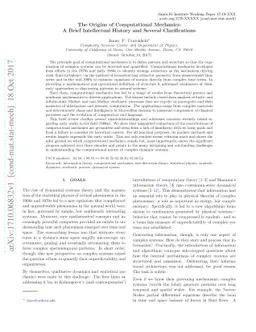 The Origins of Computational Mechanics: A Brief Intellectual History and
  Several Clarifications