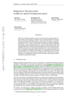 Emergent Translation in Multi-Agent Communication