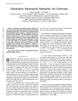 Generative Adversarial Networks: An Overview