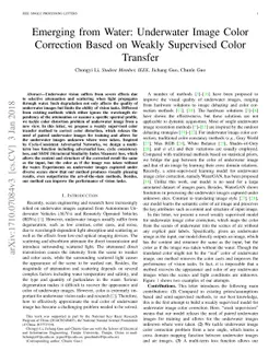 Emerging from Water: Underwater Image Color Correction Based on Weakly
  Supervised Color Transfer