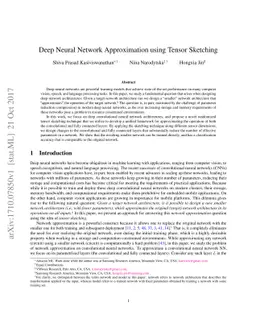Deep Neural Network Approximation using Tensor Sketching