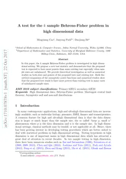A test for k sample Behrens-Fisher problem in high dimensional data