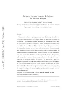 Survey of Machine Learning Techniques for Malware Analysis