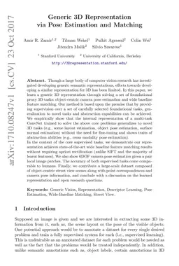 Generic 3D Representation via Pose Estimation and Matching