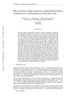 Many Paths to Equilibrium: GANs Do Not Need to Decrease a Divergence At
  Every Step