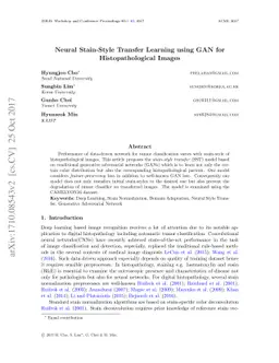 Neural Stain-Style Transfer Learning using GAN for Histopathological
  Images