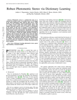 Robust Photometric Stereo via Dictionary Learning