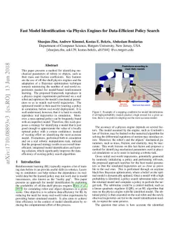 Fast Model Identification via Physics Engines for Data-Efficient Policy
  Search