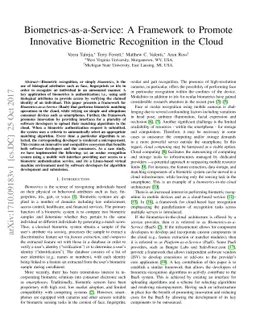 Biometrics-as-a-Service: A Framework to Promote Innovative Biometric
  Recognition in the Cloud