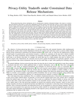 Privacy-Utility Tradeoffs under Constrained Data Release Mechanisms