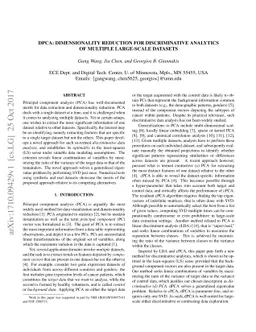 DPCA: Dimensionality Reduction for Discriminative Analytics of Multiple
  Large-Scale Datasets