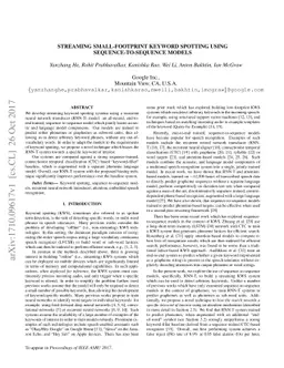 Streaming Small-Footprint Keyword Spotting using Sequence-to-Sequence
  Models