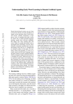 Understanding Early Word Learning in Situated Artificial Agents