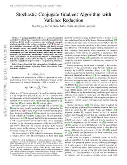 Stochastic Conjugate Gradient Algorithm with Variance Reduction