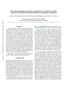 UTD-CRSS Submission for MGB-3 Arabic Dialect Identification: Front-end
  and Back-end Advancements on Broadcast Speech